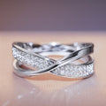 Simple Personality X Shape Two Tone Zircon Copper Ring For Women Jewelry view 4