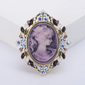 Alloy Rhinestone Vintage Lady Head Brooch For Elegant Lapel Wear view 6