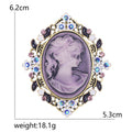Alloy Rhinestone Vintage Lady Head Brooch For Elegant Lapel Wear view 5
