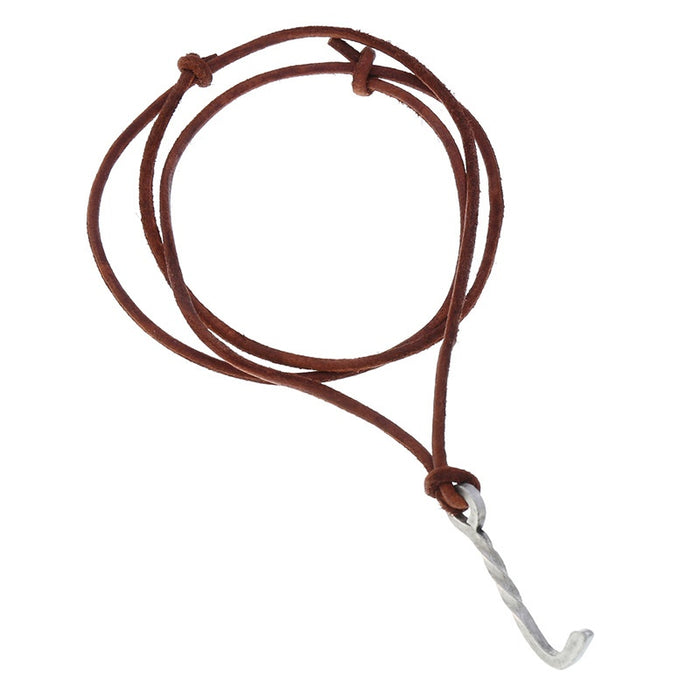 Men's Simple Vintage Cowhide Leather Necklace, Beach Style Long Leather Sweater Chain Jewelry