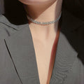 Copper Full Rhinestone Geometric Choker Necklace Korean Style Fashion Collarbone Jewelry view 1