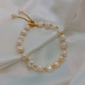 Baroque Freshwater Pearl Geometric Bangle Fashion OL Best Friend Sister Bracelet Jewelry view 3