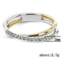 Simple Two Tone Copper Silver Plated Ring, European American Fashion Finger Jewelry Accessory view 5