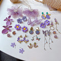 Korean Style Purple Flower Geometric Alloy Earrings With Silver Posts For Women view 2