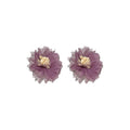 Korean Style Purple Flower Geometric Alloy Earrings With Silver Posts For Women view 5