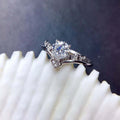 Round Zircon V Shaped Micro Pave Ring, Fashion Unique Engagement Finger Jewelry For Women view 3