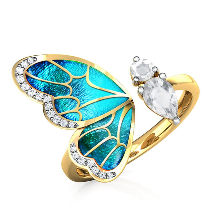 European Style Creative Butterfly Wing Adjustable Open Ring For Women