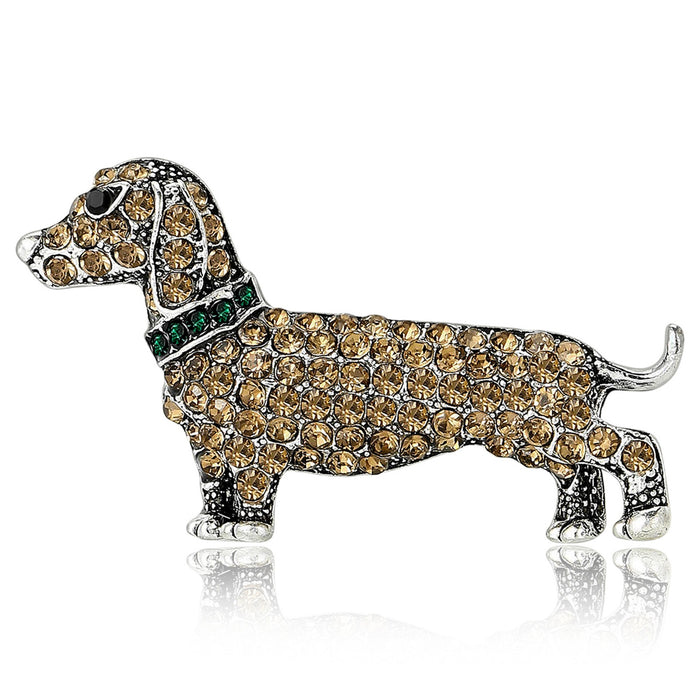 Alloy Rhinestone Dog Brooch Pin For Animal Themed Lapel Decoration