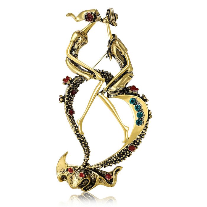 Alloy Enamel Couple Brooch Pin For Women's Fashion Clothing Decoration