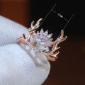 Cute European American Reindeer Antler Zircon Ring For Women, Birthday Gift Hand Jewelry view 5