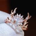 Cute European American Reindeer Antler Zircon Ring For Women, Birthday Gift Hand Jewelry view 4