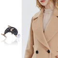 Alloy Rhinestone Dolphin Pearl Brooch Fashion Animal Lapel Pin view 2
