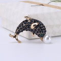 Alloy Rhinestone Dolphin Pearl Brooch Fashion Animal Lapel Pin view 6