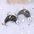 Alloy Rhinestone Dolphin Pearl Brooch Fashion Animal Lapel Pin view 4