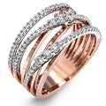 Multi Layer Wrap Women's Ring With Micro Pave Zircon And Rose Gold Plating, Fashion Jewelry view 1
