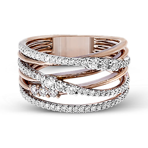 Multi Layer Wrap Women's Ring With Micro Pave Zircon And Rose Gold Plating, Fashion Jewelry