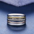Fashion Multi Band Three Tone Plated Zircon Ring, Layered Line Finger Ring For Women view 2