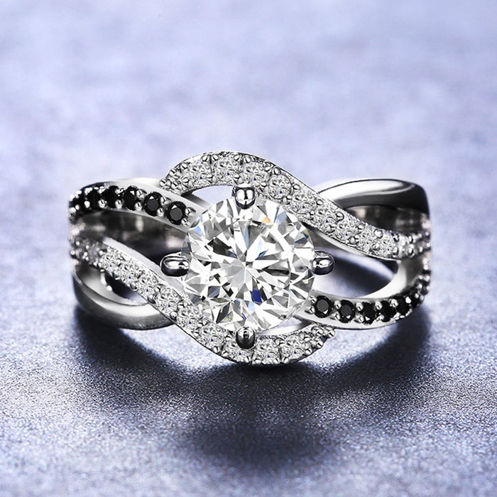Fashion Women's Wrap Line Creative Ring With Zircon Inlay, Versatile European American Jewelry