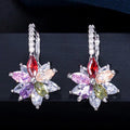 Fashion Sparkling Multicolor Creative Flower Earrings For Women, Elegant Floral Ear Jewelry view 1