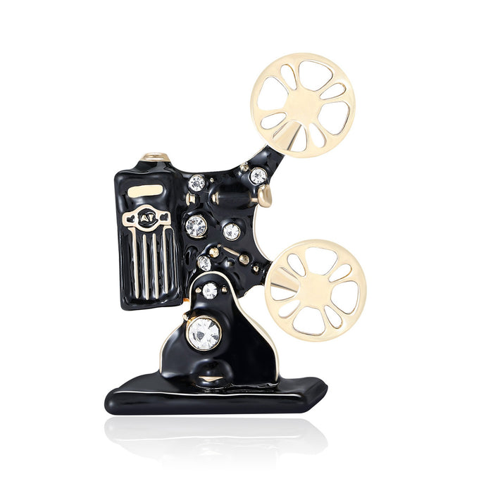 Vintage Alloy Enamel Projector Brooch Pin For Unisex Apparel