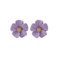 925 Silver Pin Elegant Korean Purple Grape Butterfly Flower Acrylic Crystal Pearl Stud Drop Earrings view 5