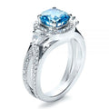 Luxury Aquamarine Blue Women's Engagement Ring With Micro Pave Zircon, Fashion Jewelry Accessory view 1