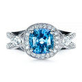 Luxury Aquamarine Blue Women's Engagement Ring With Micro Pave Zircon, Fashion Jewelry Accessory view 4