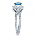Luxury Aquamarine Blue Women's Engagement Ring With Micro Pave Zircon, Fashion Jewelry Accessory view 3