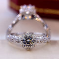 Micro Pave Cubic Zirconia Flower Shape Women Wedding Ring Bridal Jewelry view 2