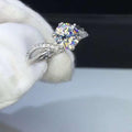 Platinum Color Micro Pave Zircon Women's Ring Set For Engagement Jewelry Accessories view 3