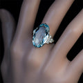 Oversized Oval Blue Crystal Ring For Women European Style Exquisite Statement Finger Jewelry view 2