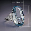 Oversized Oval Blue Crystal Ring For Women European Style Exquisite Statement Finger Jewelry view 5