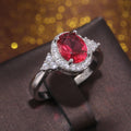 Classic Red Gemstone Ring For Women With Micro Pave Zircon European American Fashion Jewelry view 3