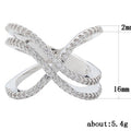 Fashion Multi Row Wrap Line X Shape Ring With Paved Zircon Stones Trendy Women's Finger Jewelry view 5