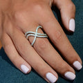 Fashion Multi Row Wrap Line X Shape Ring With Paved Zircon Stones Trendy Women's Finger Jewelry view 2