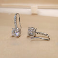 Minimalist Four Prong Zircon Micro Pave Ear Cuff Drop Earrings Fresh Style Jewelry view 4