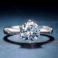 Elegant Round Six Prong Zircon Ring For Women, Simple European American Gift Hand Jewelry view 5