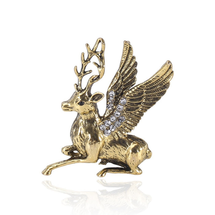 Alloy Luxury Reindeer Head Brooch Pin For Men's And Women's Suits