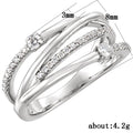 Geometric Line Zircon Inlaid Women's Ring, Elegant Fashion Finger Jewelry For view 5