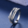 Geometric Line Zircon Inlaid Women's Ring, Elegant Fashion Finger Jewelry For view 4