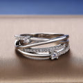 Geometric Line Zircon Inlaid Women's Ring, Elegant Fashion Finger Jewelry For view 2