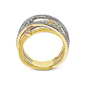 Fashion Multi Row Wrap Around Zircon Ring, Two Tone Layered Line Finger Ring For Women view 4