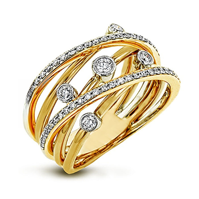 Fashion Multi Row Wrap Around Zircon Ring, Two Tone Layered Line Finger Ring For Women