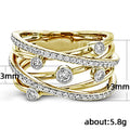 Fashion Multi Row Wrap Around Zircon Ring, Two Tone Layered Line Finger Ring For Women view 5