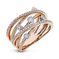 Fashion Multi Row Wrap Around Zircon Ring, Two Tone Layered Line Finger Ring For Women view 2