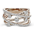 Fashion Multi Row Wrap Around Zircon Ring, Two Tone Layered Line Finger Ring For Women view 3