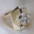 Gold Color Unique Shape Women's Copper Ring With Inlaid Zircon For Fashion Jewelry view 1