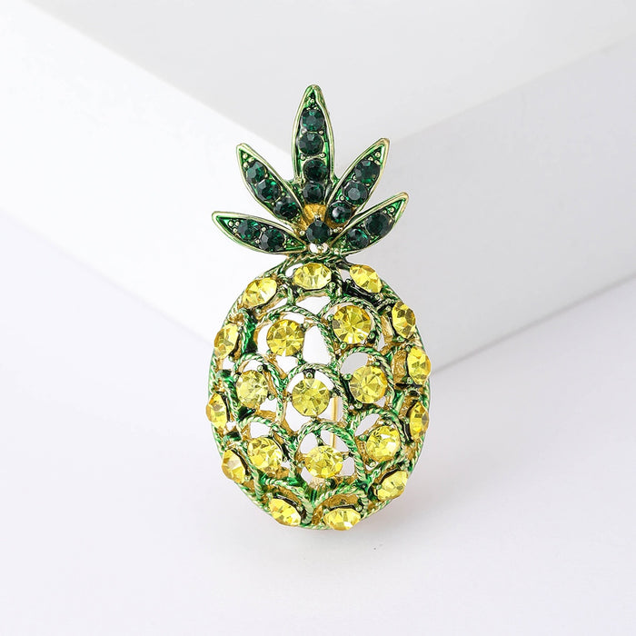 Alloy Rhinestone Pineapple Brooch Pin For Unisex Apparel Accessories