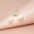 Elegant Mini Butterfly Rhinestone Alloy Ear Cuff And Stud Set Korean Fashion Cartilage Earrings view 3