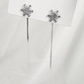 Elegant Korean Rhinestone Snowflake Studs With Long Silver Chain Tassel 925 Silver Needle Drop Earrings view 4